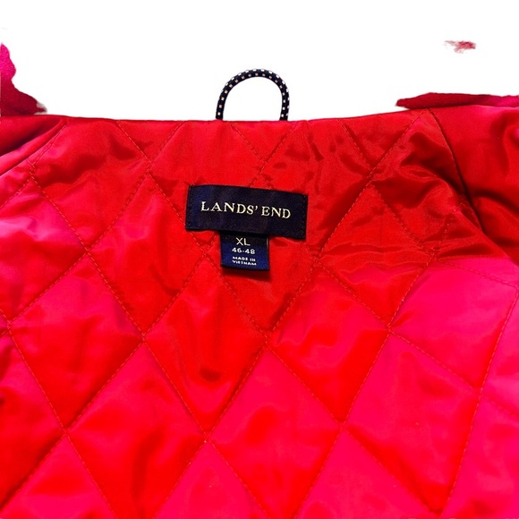 Lands' End Red & Navy Blue Hooded Zip Up Waterproof Mens  Jacket XL - Picture 13 of 15